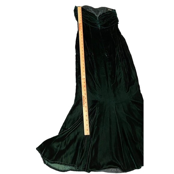 Vintage Velvet Emerald Green Strapless Sweetheart Mermaid Gown Maxi Bow Dress S - Picture 10 of 10